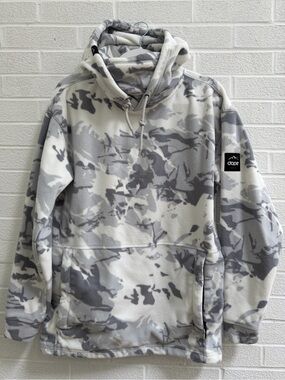 DOPE Gray & White Camo Funnel Neck Fleece Hoodie